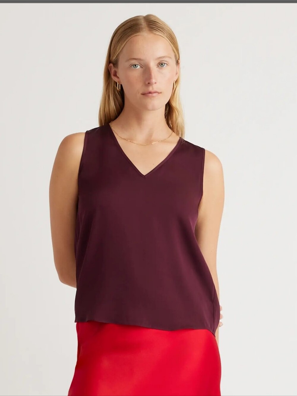 Quince Washable Stretch Silk Tank EUC